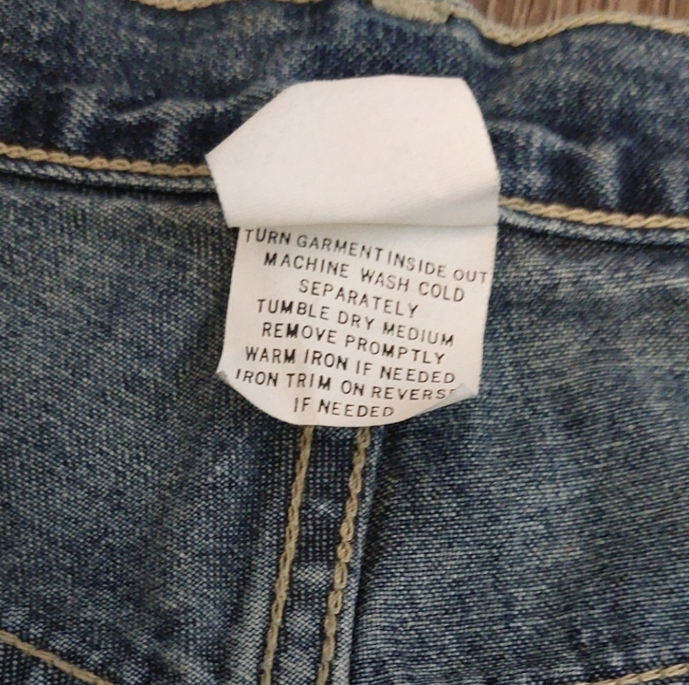 New York & Company Denim Blue Jeans Size 16 Embellished Velvet Trim 100% Cotton - Picture 9 of 12